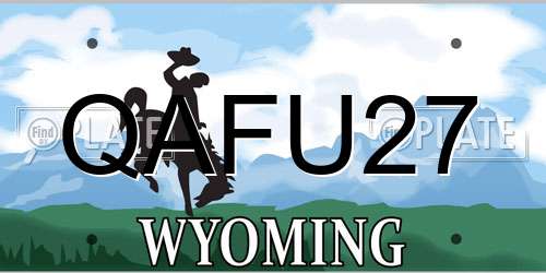 QAFU27 Wyoming License Plate