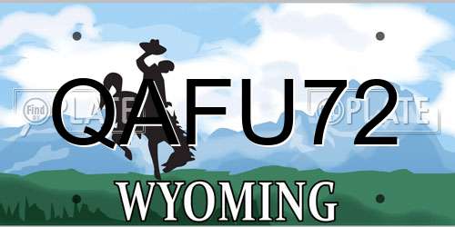 QAFU72 Wyoming License Plate