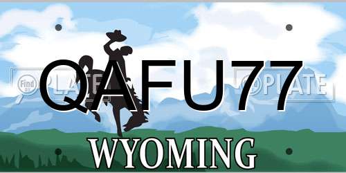 QAFU77 Wyoming License Plate