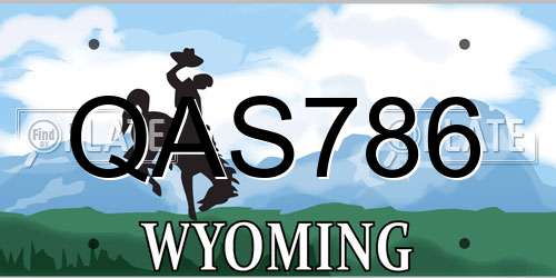 QAS786 Wyoming License Plate