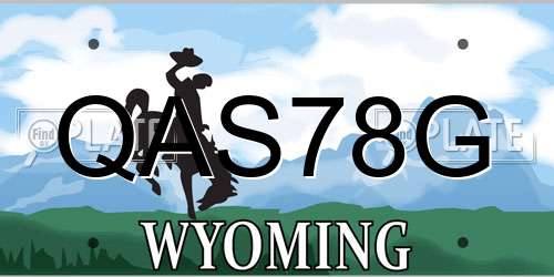 QAS78G Wyoming License Plate