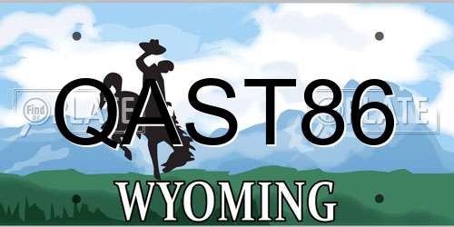 QAST86 Wyoming License Plate
