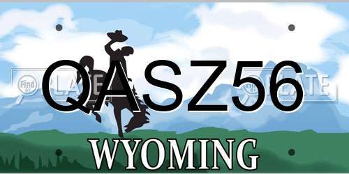QASZ56 Wyoming License Plate