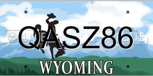QASZ86 Wyoming License Plate