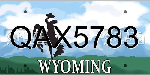 QAX5783 Wyoming License Plate
