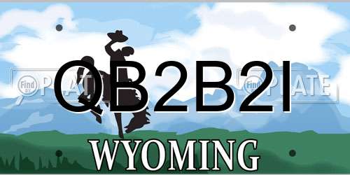 QB2B2I Wyoming License Plate