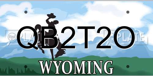 QB2T2O Wyoming License Plate
