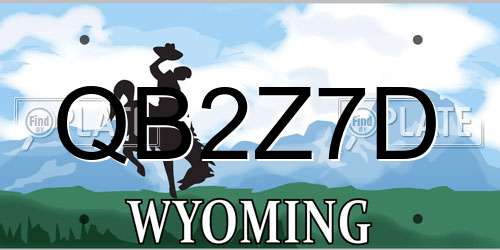 QB2Z7D Wyoming License Plate
