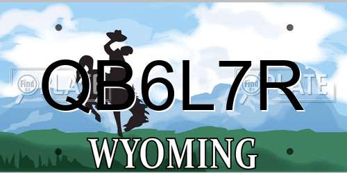 QB6L7R Wyoming License Plate