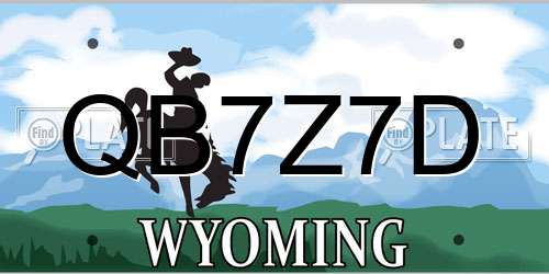 QB7Z7D Wyoming License Plate