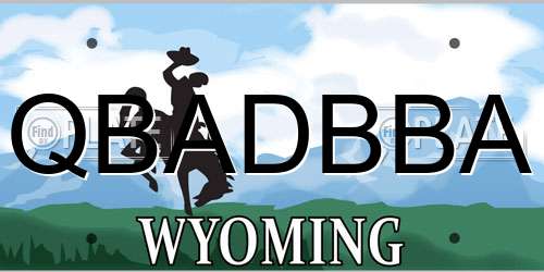 QBADBBA Wyoming License Plate