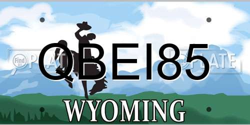 QBEI85 Wyoming License Plate