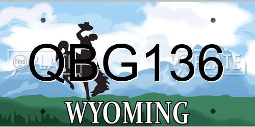 QBG136 Wyoming License Plate