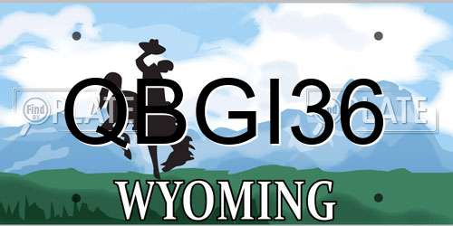 QBGI36 Wyoming License Plate