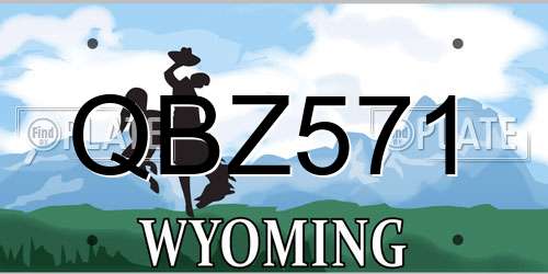QBZ571 Wyoming License Plate