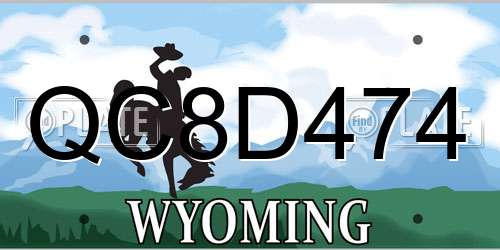 QC8D474 Wyoming License Plate