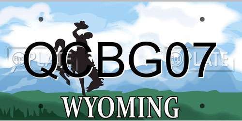 QCBG07 Wyoming License Plate