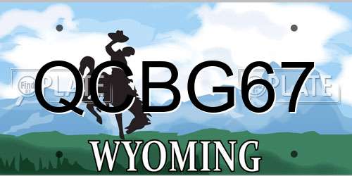 QCBG67 Wyoming License Plate