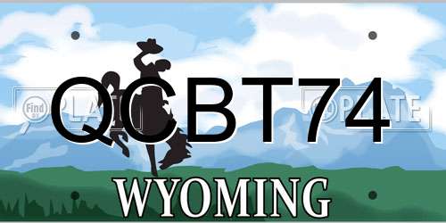QCBT74 Wyoming License Plate