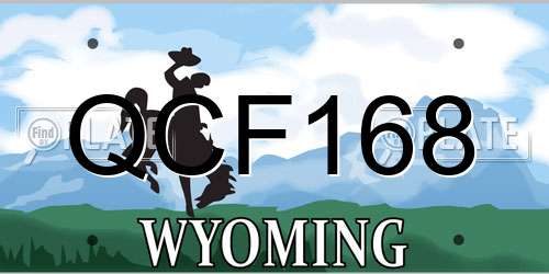 QCF168 Wyoming License Plate