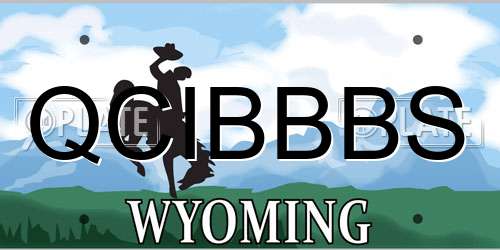 QCIBBBS Wyoming License Plate