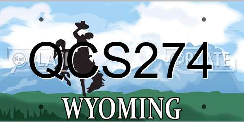 QCS274 Wyoming License Plate