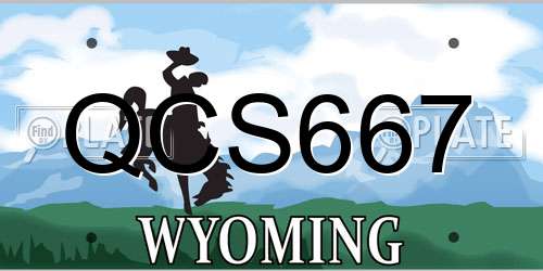 QCS667 Wyoming License Plate