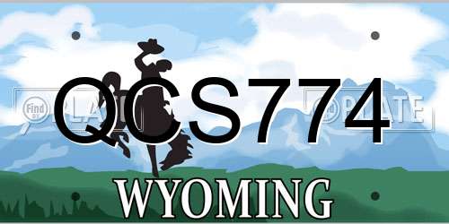 QCS774 Wyoming License Plate