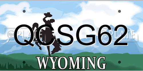 QCSG62 Wyoming License Plate