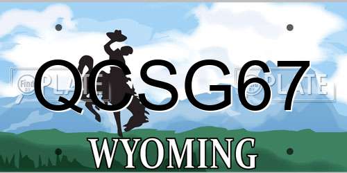 QCSG67 Wyoming License Plate