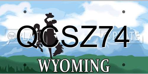 QCSZ74 Wyoming License Plate
