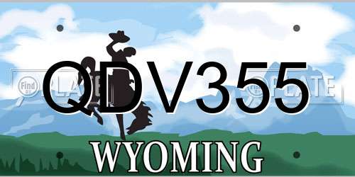 QDV355 Wyoming License Plate