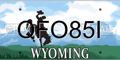 QFO85I Wyoming License Plate