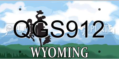 QGS912 Wyoming License Plate