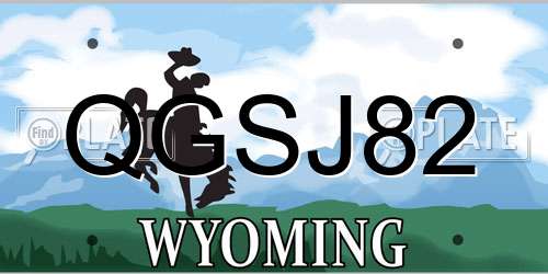 QGSJ82 Wyoming License Plate