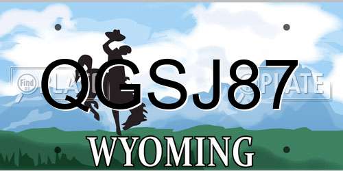 QGSJ87 Wyoming License Plate