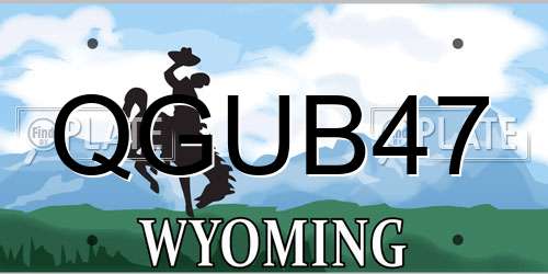QGUB47 Wyoming License Plate