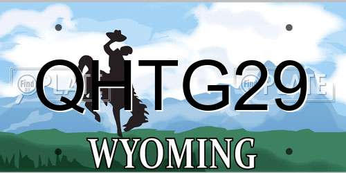 QHTG29 Wyoming License Plate