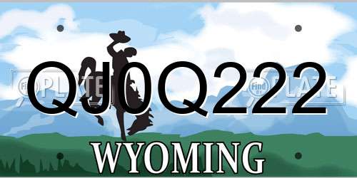 QJ0Q222 Wyoming License Plate