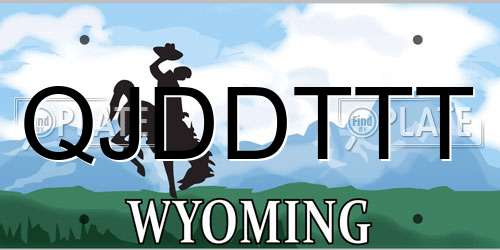 QJDDTTT Wyoming License Plate