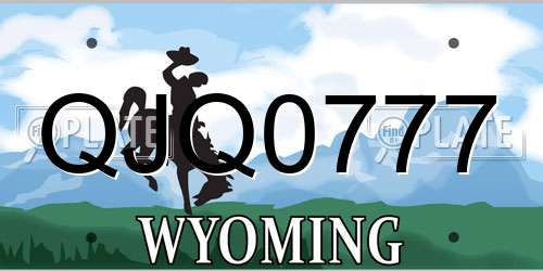 QJQ0777 Wyoming License Plate