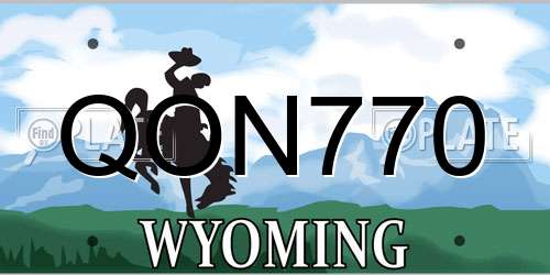 QON770 Wyoming License Plate