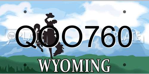 QOO760 Wyoming License Plate