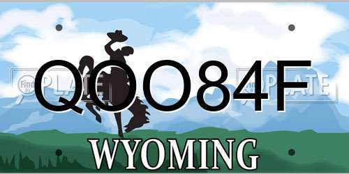 QOO84F Wyoming License Plate