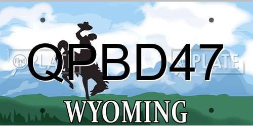 QPBD47 Wyoming License Plate
