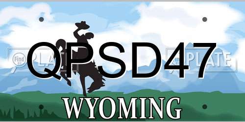 QPSD47 Wyoming License Plate