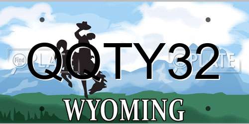 QQTY32 Wyoming License Plate