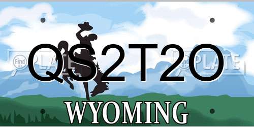 QS2T2O Wyoming License Plate