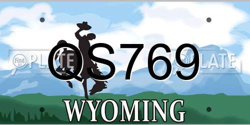 QS769 Wyoming License Plate
