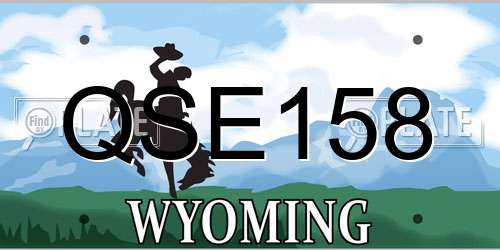 QSE158 Wyoming License Plate